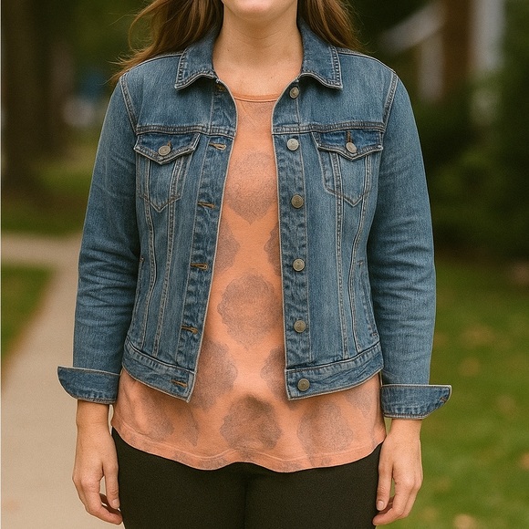 St John’s Bay Peach Paisley Oversized Sweatshirt Top Size PM NWOT - Picture 1 of 6